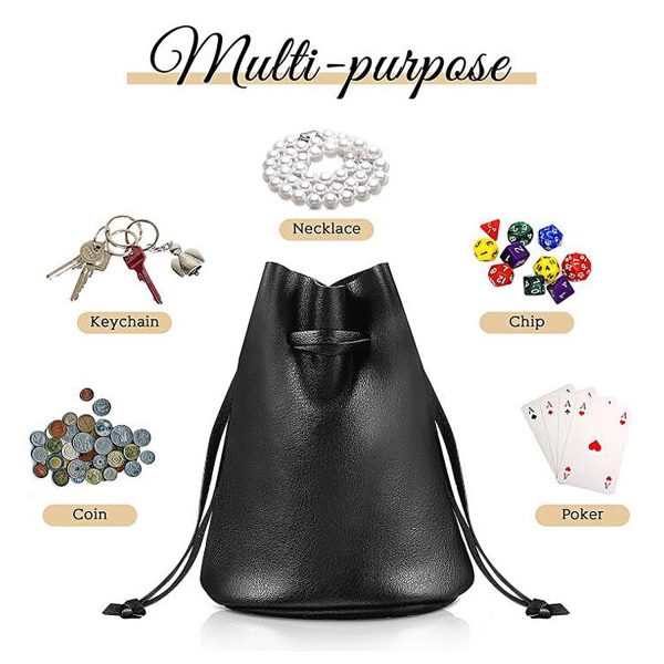 Faux Leather Drawstring Pouch