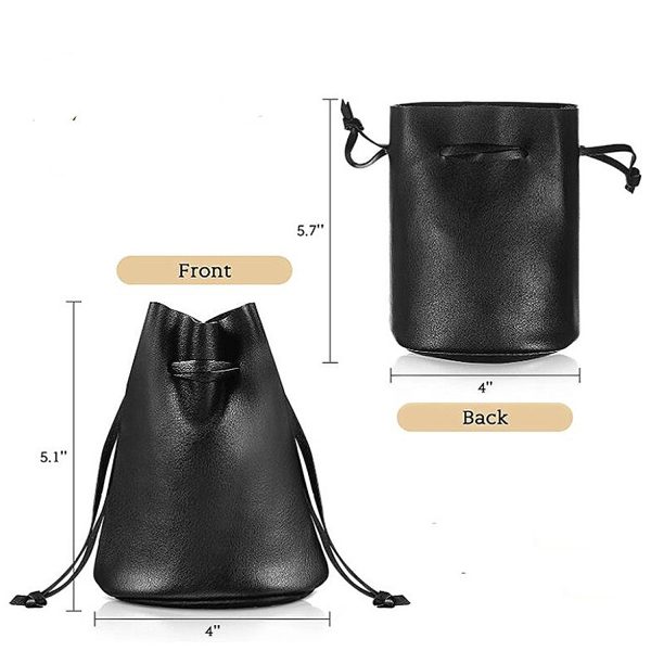 Faux Leather Drawstring Pouch