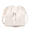 Leather tote bucket bag for women