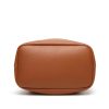 Leather tote bucket bag for women