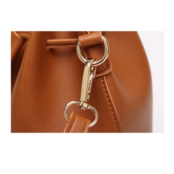 Leather tote bucket bag for women