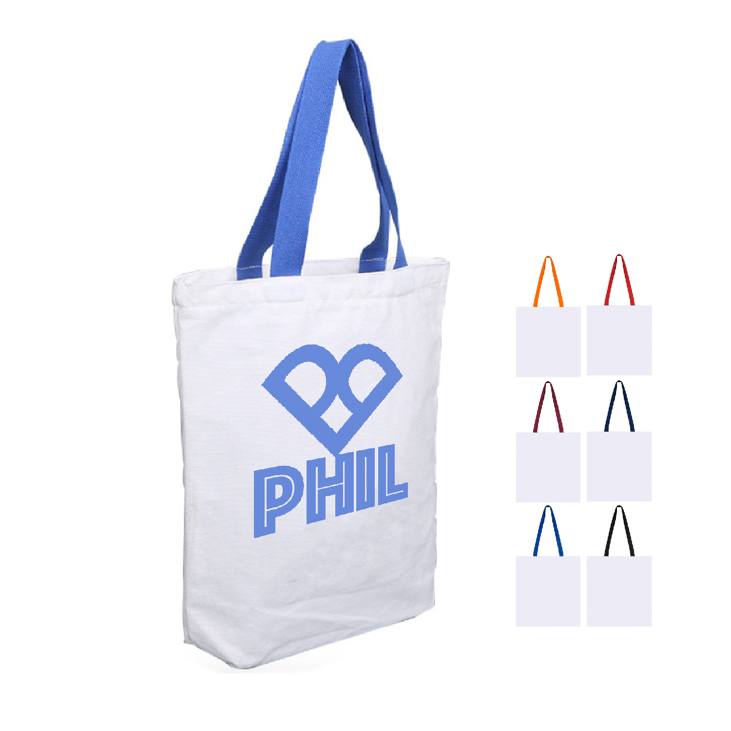 Natural Cotton Canvas Tote Bag with Colored Handle