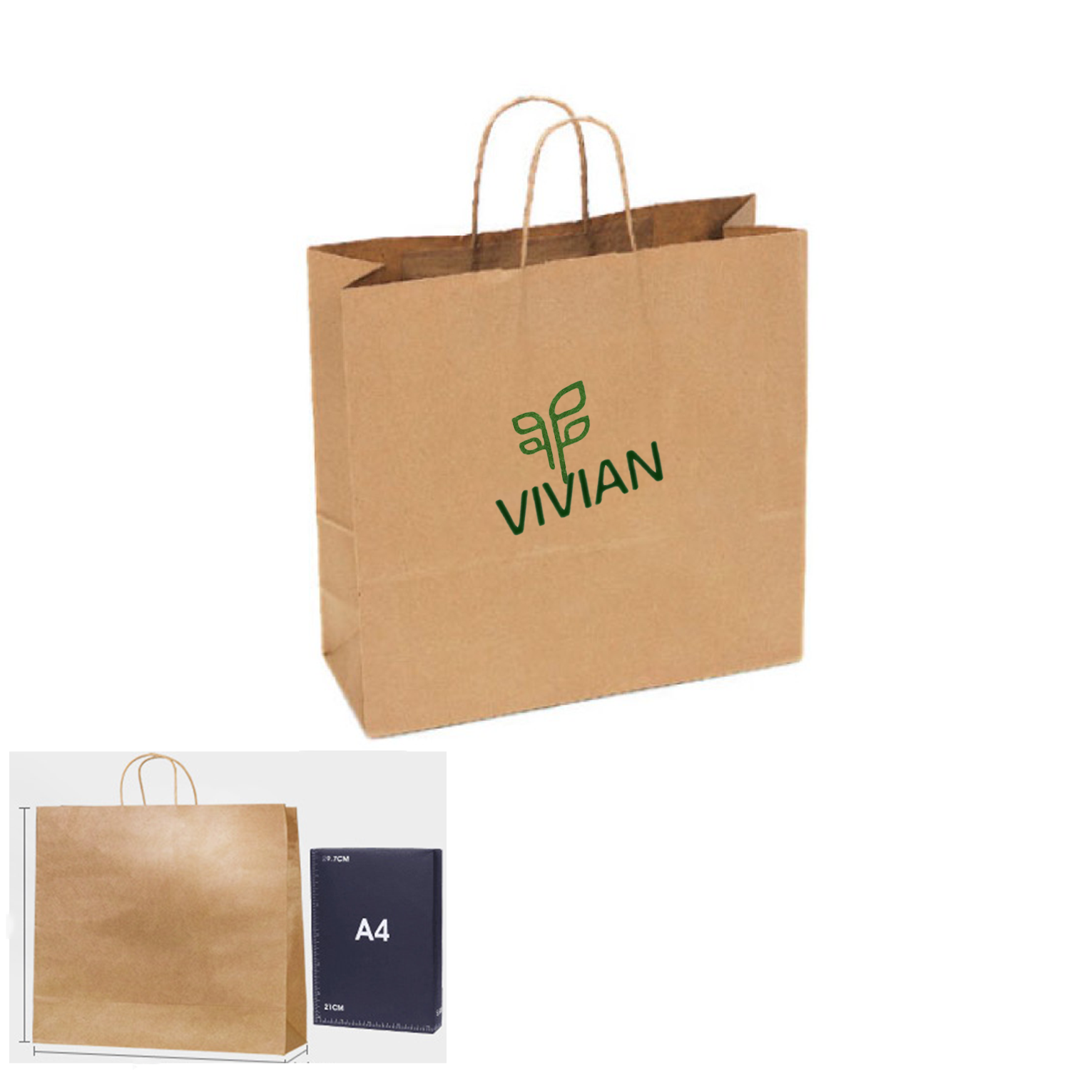 Recycled Tan Kraft Paper Shopping Bag