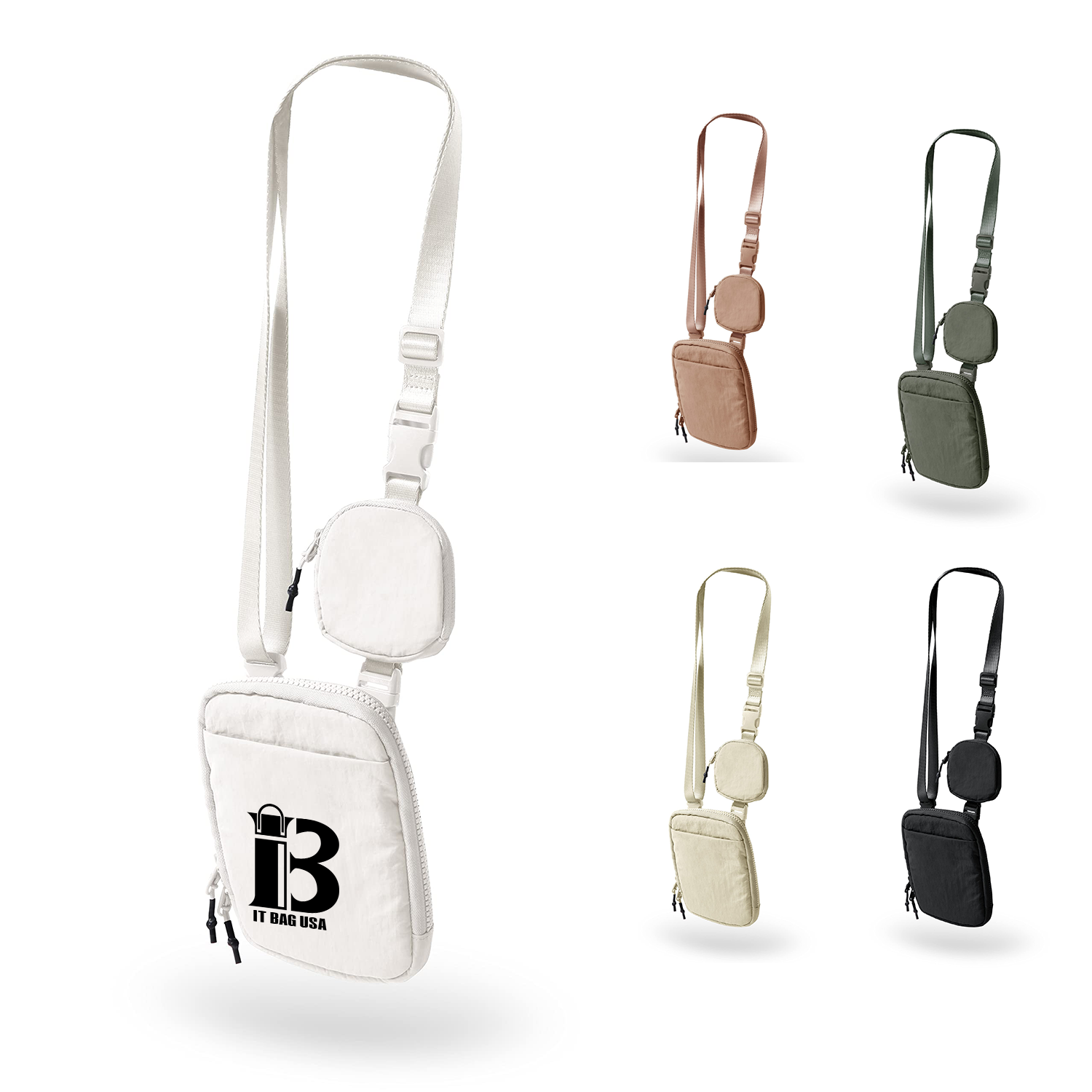 Unisex Crossbody Bag With Removable Small Pouch