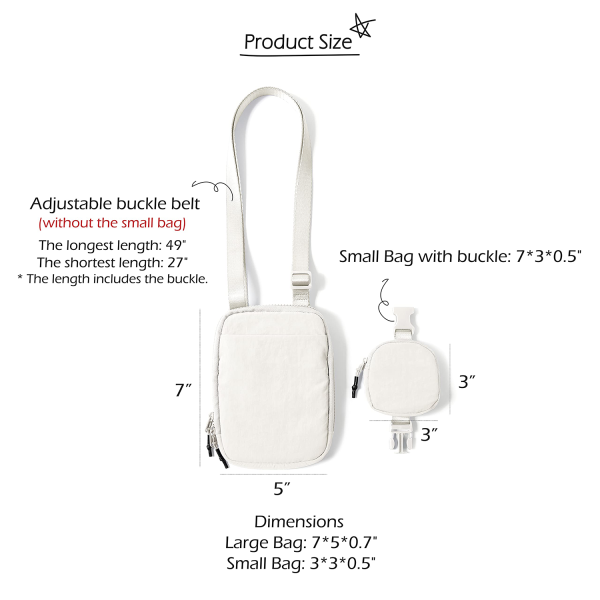 Unisex Crossbody Bag With Removable Small Pouch