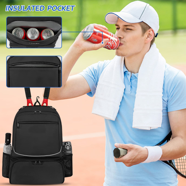 Large Racket Bags With Insulated Pocket