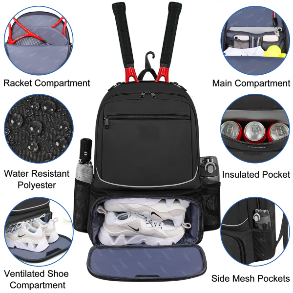 Large Racket Bags With Insulated Pocket