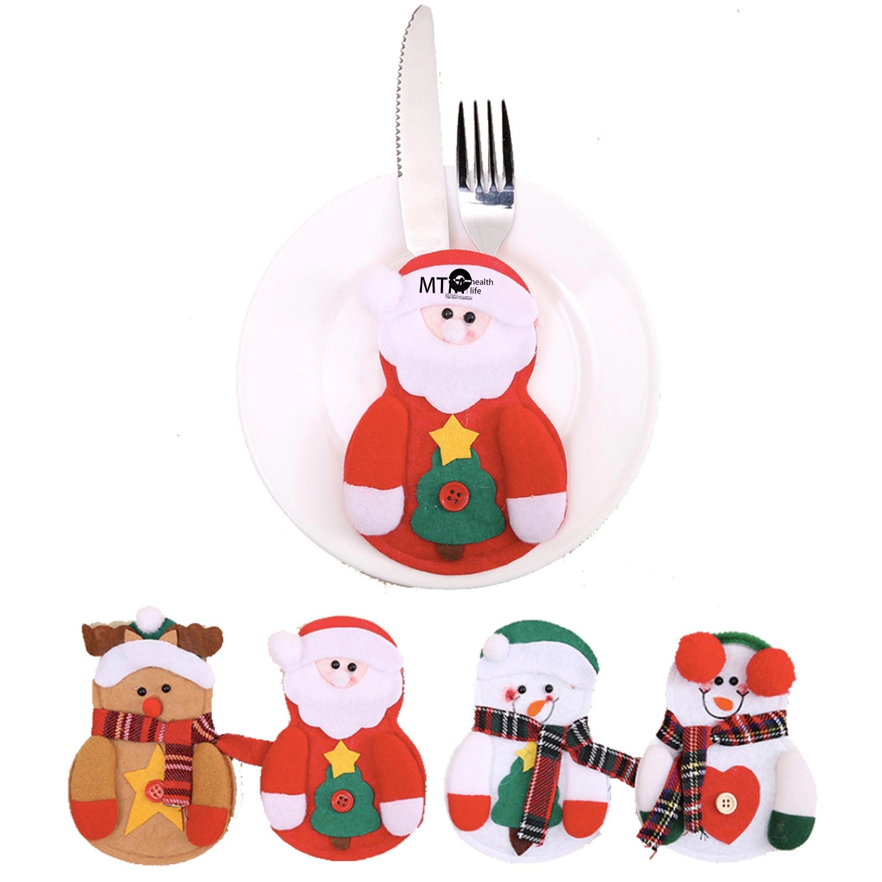 Christmas  Santa Cutlery Set Bag