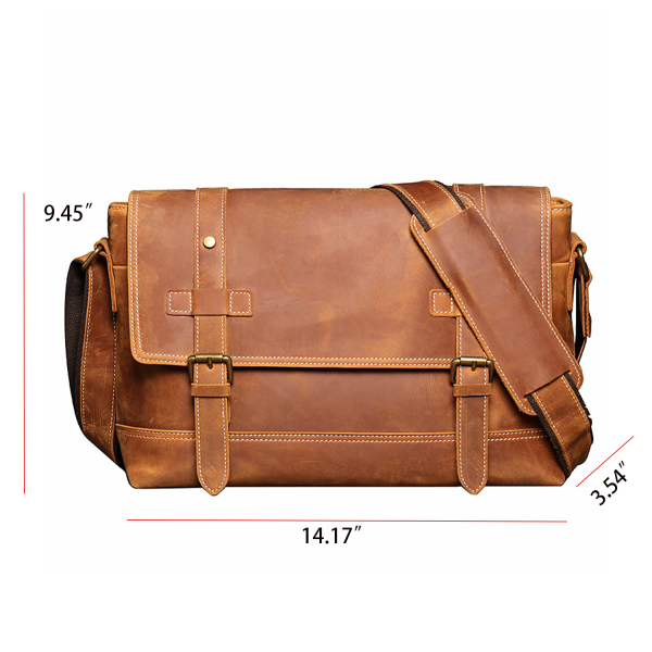 Crazy Horse Leather Messenger Bag