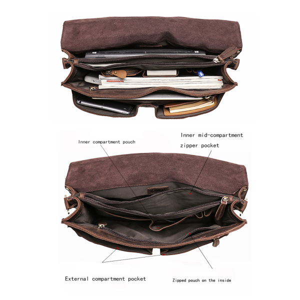 Real Leather Messenger Bag