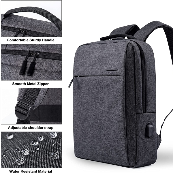 Business Slim Durable Laptops Travel Backpacks with USB Char