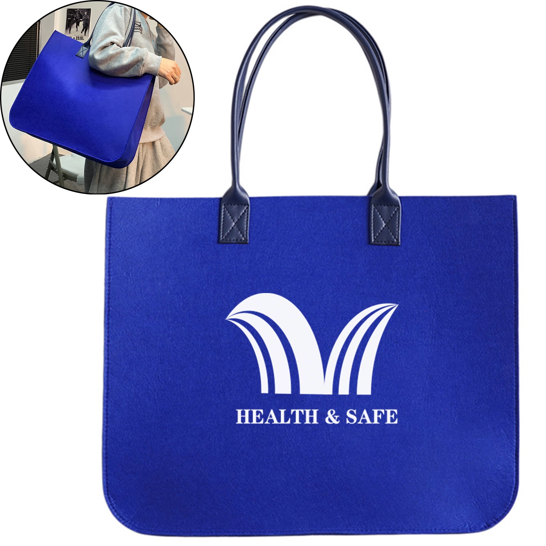 Felt Oversized Shoulder Tote Bag