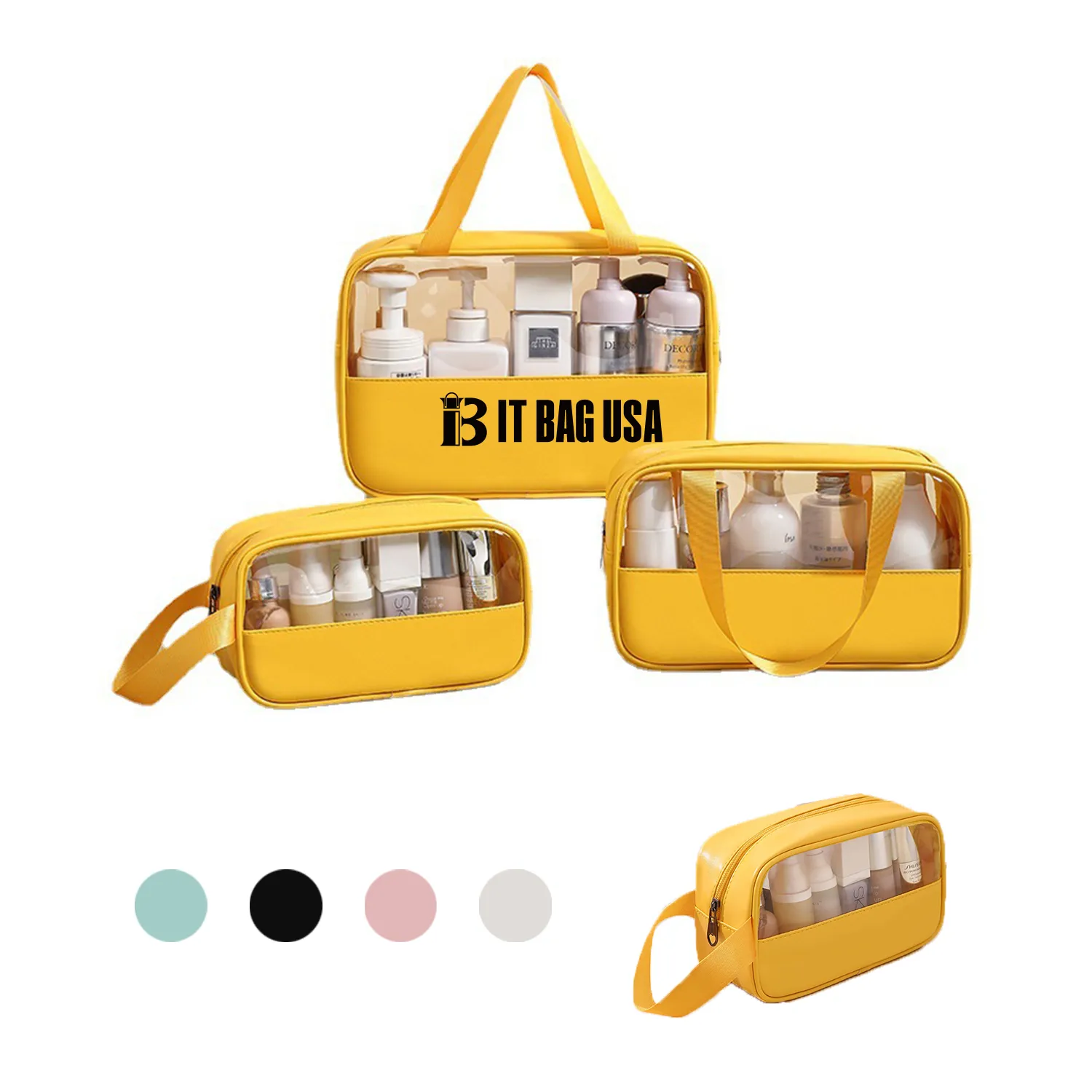 Set Of 3 Portable Travel Pouch Cosmetic Tote Bag