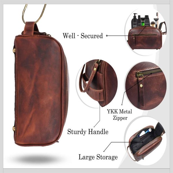 Water-Resistant Leather Toiletry Organizer