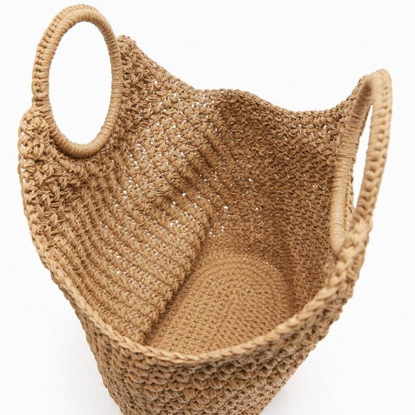 Hand-woven Straw Large Bag Round Handle for women