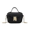 PU Leather Shoulder Bag w/ Metal Chain Strap