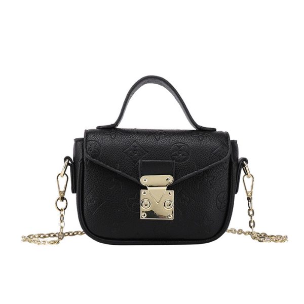 PU Leather Shoulder Bag w/ Metal Chain Strap