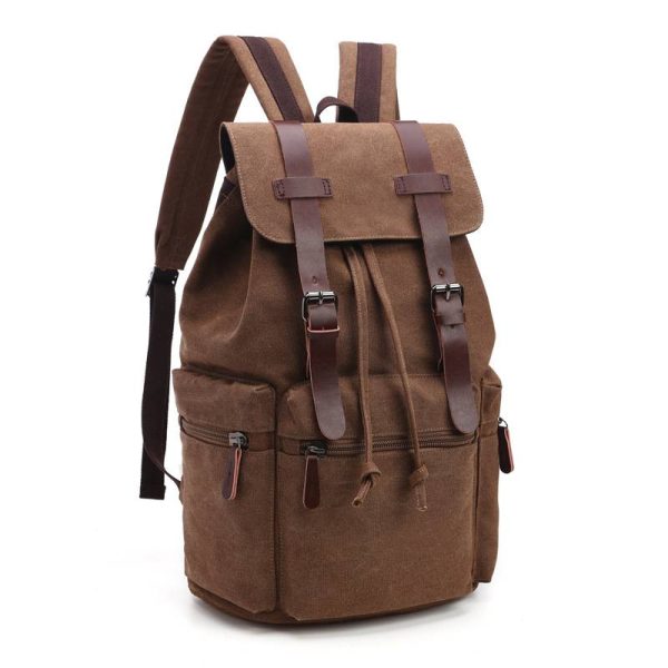 Canvas Vintage Backpack PU Leather Casual Bookbag