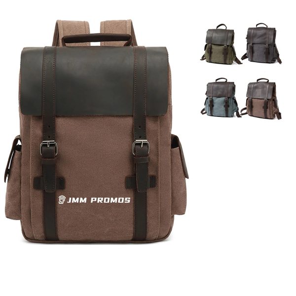 Canvas And Leather Rucksack Backpack