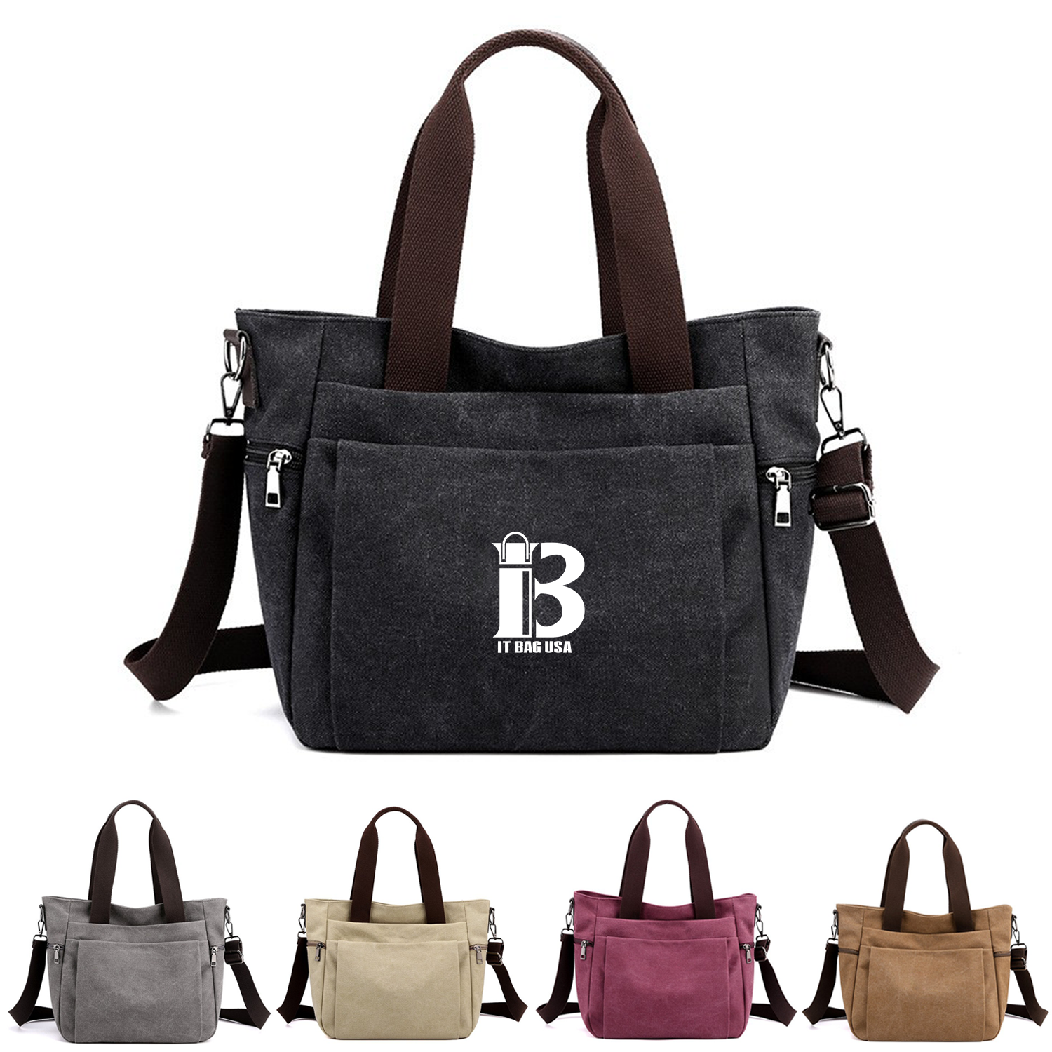 Crossbody Bag with Pockets and Shoulder Strap