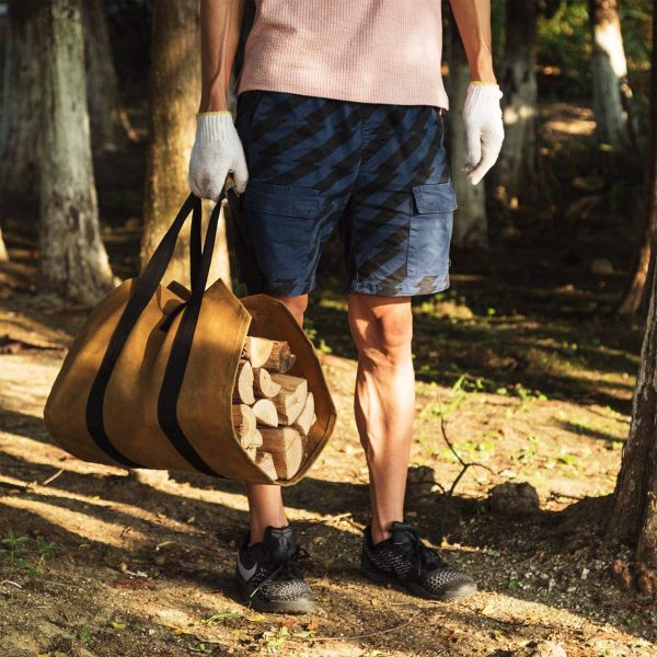 Canvas Large capacity outdoor hand-held firewood storage bag