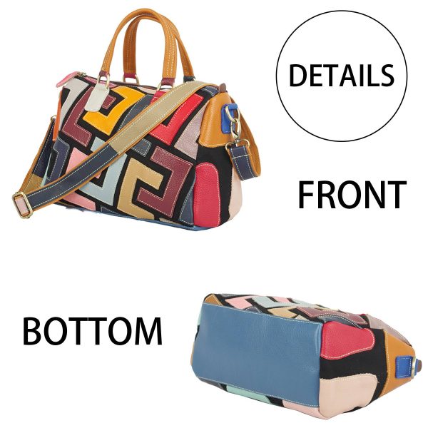 Genuine Leather Geometric colourful contrast cross-body bag