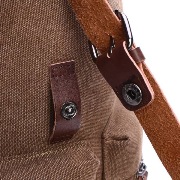 Canvas Vintage Backpack PU Leather Casual Bookbag