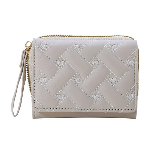 Cute Love-Embroidered Trifold Wallet
