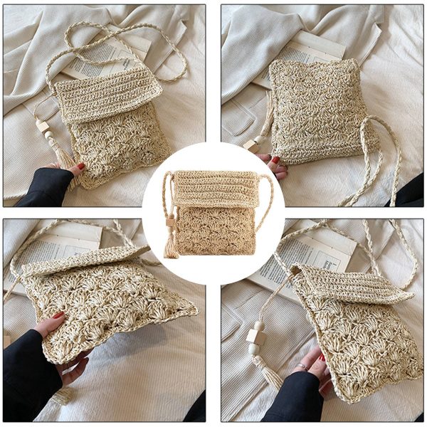 Jute Stylish vintage tassel woven shoulder bag