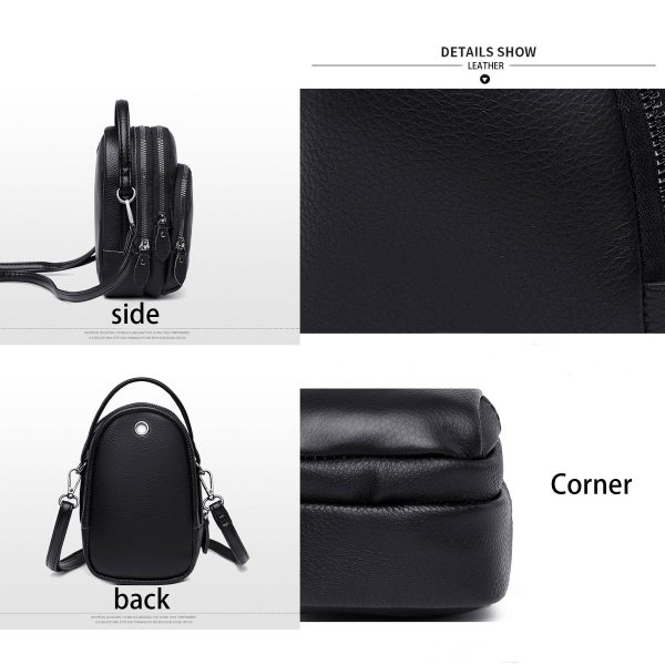 Genuine Leather Two Compartment Phone Crossbody Mini Bag