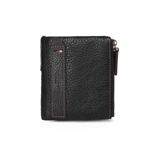 Genuine Leather Double zipper short vintage wallet