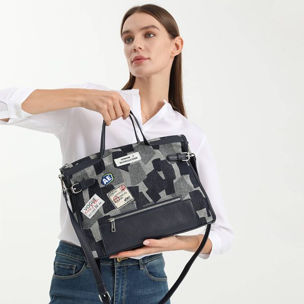 Canvas Street Trend Crossbody Bag for Women - Black/Blue