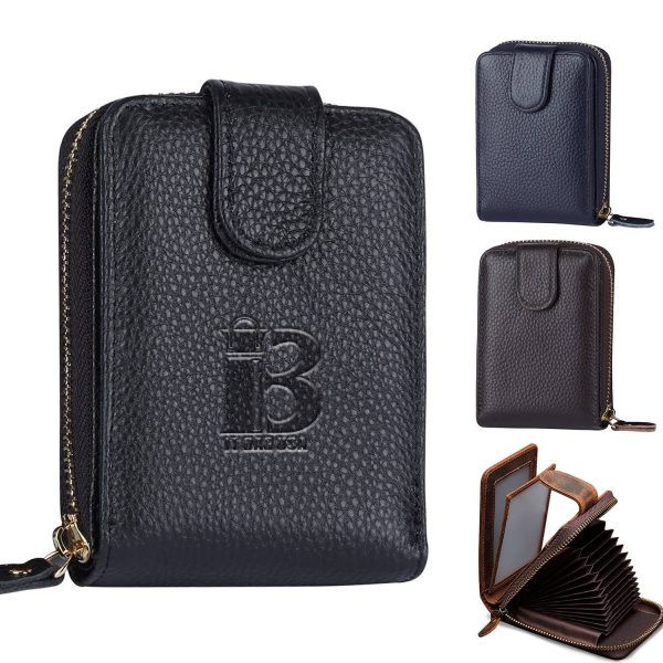Genuine leather men's organ card bag