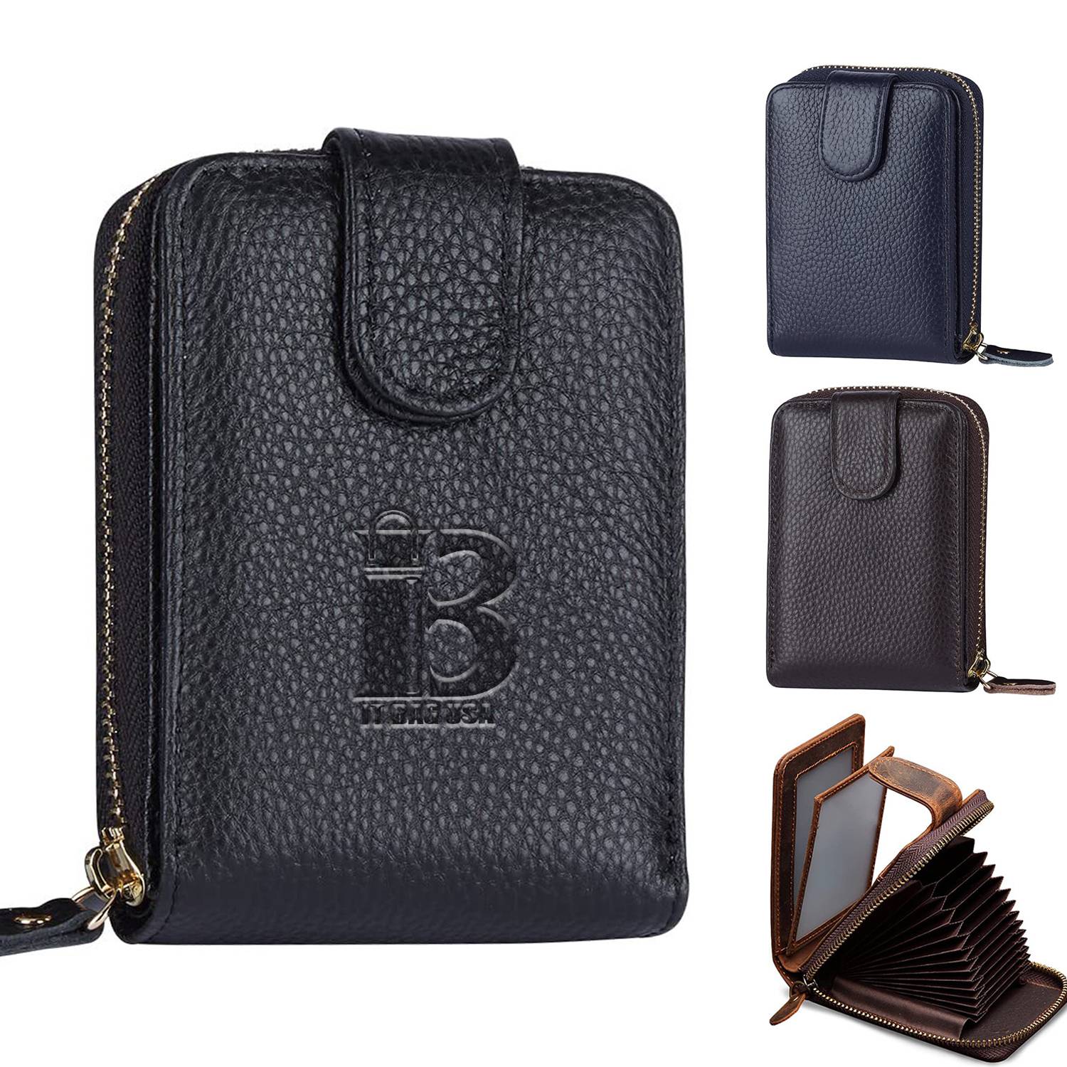Genuine leather men's organ card bag