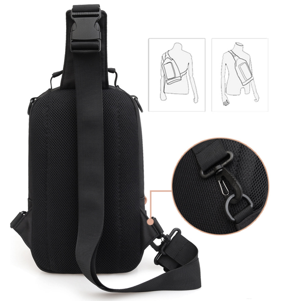 Oxford Waterproof Chest Bag With USB Charging Port