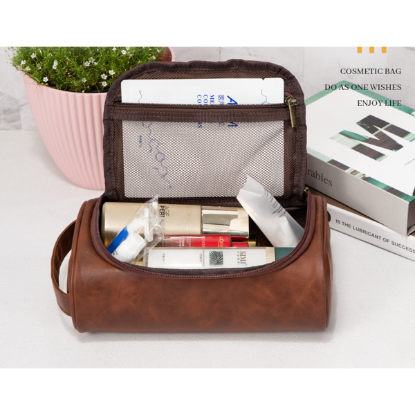 New Portable Pu Leather Makeup Bag Retro