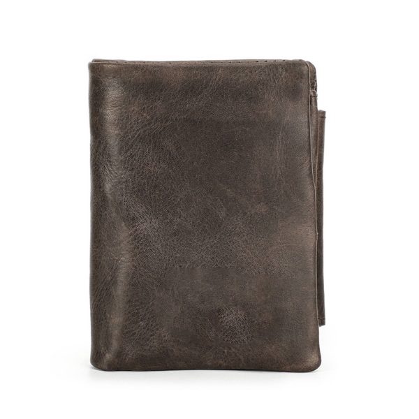 Genuine Leather Waterproof Large capacity three fold wallet