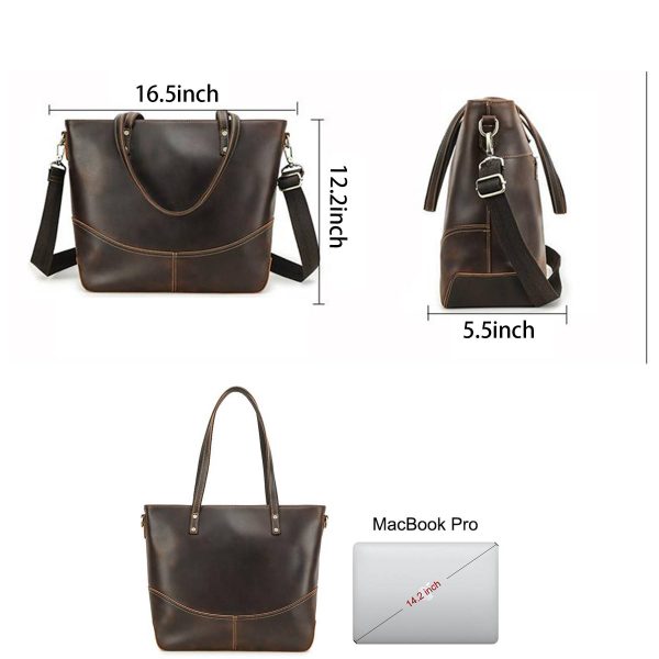 Genuine Leather Large handheld Laptop Cross-body Bag