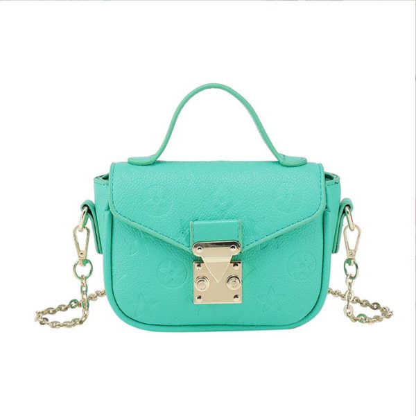 PU Leather Shoulder Bag w/ Metal Chain Strap
