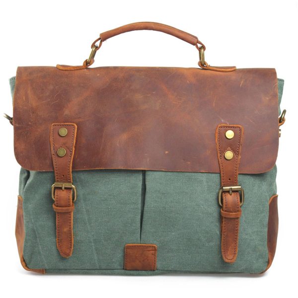 Canvas with leather Messenger bag