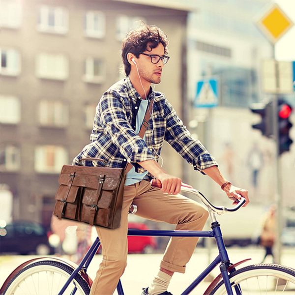 17.3 Inch Vintage PU Leather Laptop Bag Briefcase Satchel