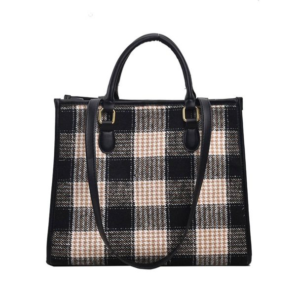 Canvas Crossbody Bag Fashion Checkered Tote for Women