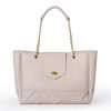 Elegant PU Leather Ladies Handbag Metal Chain Tote Bag