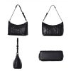 PU Leather Hobo Tote Handbag With Metal Chain for Women