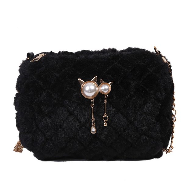 Cotton Stylish versatile cross-body plush chain shoulder bag