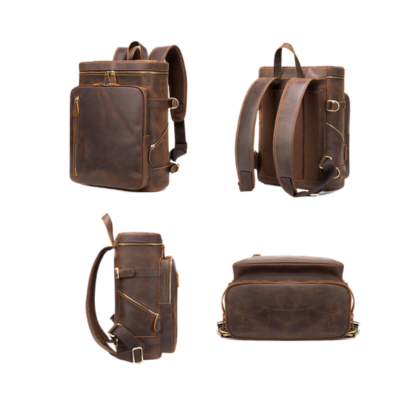 Men's retro Genginue leather backpack