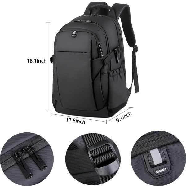 USB Nylon Waterproof Black Backpack for Men and Women