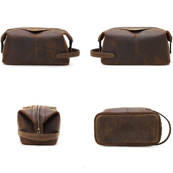 Genuine Leather Washable set-in pocket Cosmetic bag