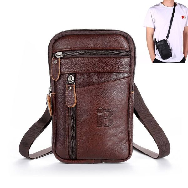 Cowhide Leather Shoulder Crossbody Bag Phone Pouch