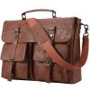 17.3 Inch Vintage PU Leather Laptop Bag Briefcase Satchel